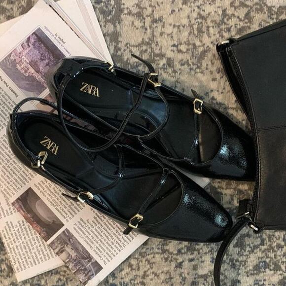 ZARA Faux Patent Mary Jane Heels NWT | Black Buckle Strap - Picture 6 of 16